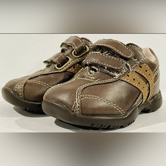 Faded Glory Other - Baby Boy Brown Velcro Shoes Size 1 Newborn Infant Sneakers Faded Glory Slip On